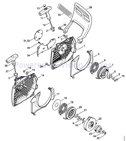 Stihl MS 261 Chainsaw (MS261 VW) Parts Diagram, Rewind starter