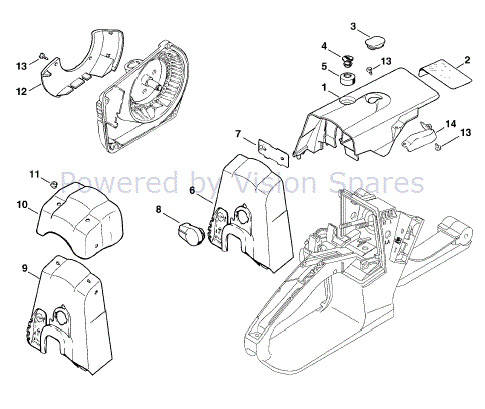 こまページ Stihl MS 260 Chainsaw (MS260 C) Parts Diagram, Shroud - Carburetor